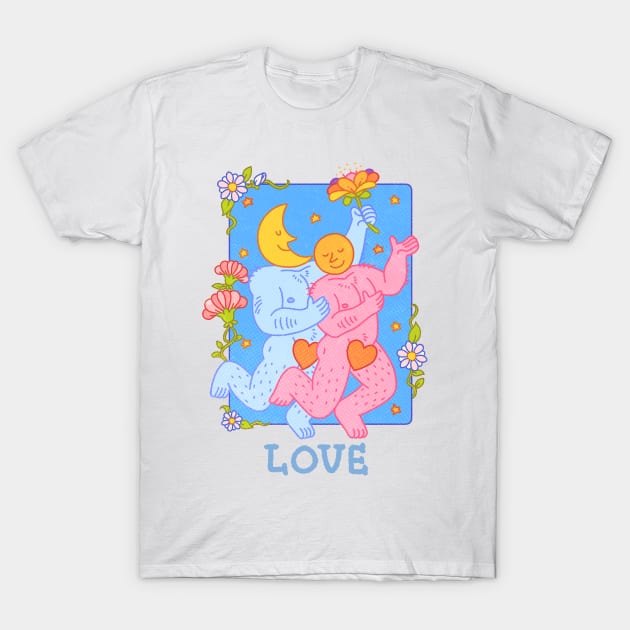 Moon and Sun Love T-Shirt by gorillaprutt